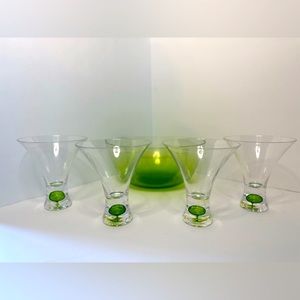 6pc. MCM Green Sommerso Bubble/Cocktail Glasses/Bowls- Plexiglass